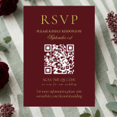 Elegant Chartreuse Burgundy Wedding QR Code 出欠カード