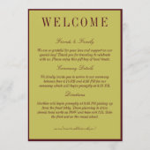 Elegant Chartreuse Burgundy Wedding Welcome プログラム (正面)