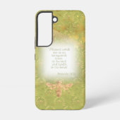 Elegant Chartreuse Green Gold Bee Wreath Bible Samsung Galaxyケース (裏面)