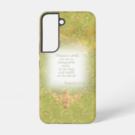 Elegant Chartreuse Green Gold Bee Wreath Bible Samsung Galaxy S22ケース