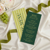 Elegant Chartreuse Green Stripe Wedding Dinner メニュー