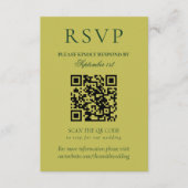 Elegant Chartreuse Minimalist Wedding QR Code 出欠カード (正面)