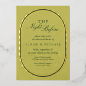 Elegant Chartreuse Scalloped Oval Rehearsal Dinner 箔招待状 (正面)