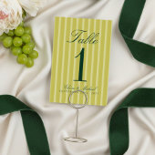 Elegant Chartreuse Simple Stripe Pattern Wedding テーブルナンバー