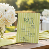 Elegant Chartreuse Stripe Open Bar Menu Wedding 台座サイン