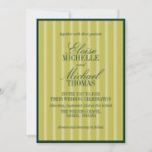 Elegant Chartreuse Stripe Pattern Formal 招待状 (正面)