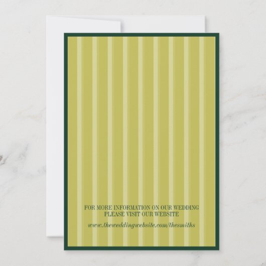 Elegant Chartreuse Stripe Pattern Photo Wedding 招待状 (裏面)