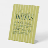 Elegant Chartreuse Stripe Signature Drinks Wedding 台座サイン (正面)