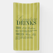 Elegant Chartreuse Stripe Signature Drinks Wedding 横断幕 (縦)