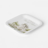 Elegant Chateau French Romance Bridal Shower ペーパープレート (傾斜あり)