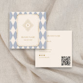Elegant Checkered Diamond Gold Accent QR Brand スクエア名刺