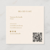 Elegant Checkered Diamond Gold Accent QR Brand スクエア名刺 (裏面)