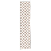 Elegant Checkered Pattern Table Runner in Brown an ショートテーブルランナー (正面)