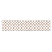 Elegant Checkered Pattern Table Runner in Brown an ショートテーブルランナー (横)