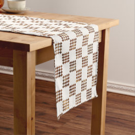 Elegant Checkered Pattern Table Runner in Brown an ショートテーブルランナー
