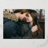 Elegant Cheer Script Photo New Year 箔シーズンカード (正面)
