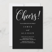 Elegant Cheers Script Black Wedding Invitation 招待状 (正面)