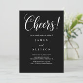 Elegant Cheers Script Black Wedding Invitation 招待状 (スタンド正面)