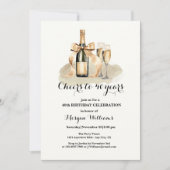 Elegant Cheers to 40 Years Champagne 40th Birthday 招待状 (正面)