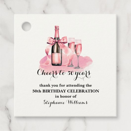 Elegant Cheers to 50 years Champagne 50th Birthday フェイバータグ (正面)