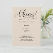 Elegant Cheers! Warm Beige Modern Script Wedding  招待状 (スタンド正面)