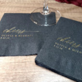 Elegant Cheers Wedding Black and Gold 箔ナプキン