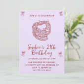 Elegant Cherry Birthday Invitation with Heart Cake 招待状 (スタンド正面)