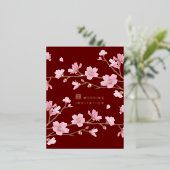 Elegant Cherry Blossom Personalised Rose Gold 箔招待状ポストカード (立ち正面)