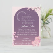 Elegant Cherry Blossom Purple Arch Baby Shower 招待状 (スタンド正面)