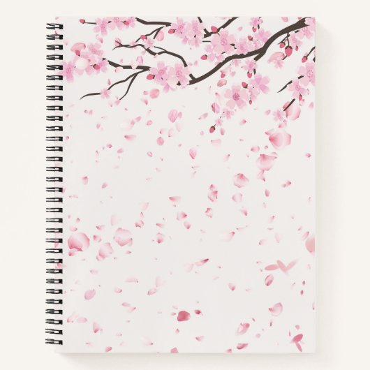 Elegant Cherry Blossom Spring Floral Spiral Notebo ノートブック (正面)