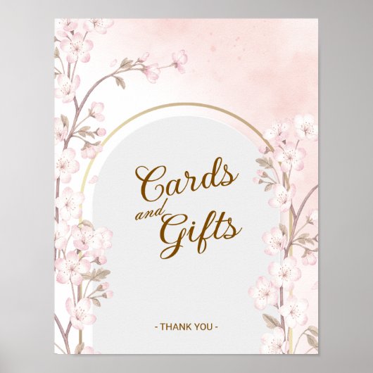 Elegant Cherry Blossom Wedding Cards & Gifts ポスター (正面)