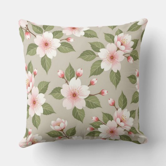 Elegant cherry blossoms seamless pattern クッション (裏面)