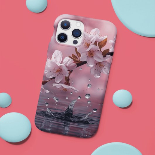 Elegant Cherry Water Reflection Invitation iPhoneケース