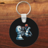 Elegant Chess Board King Sketll Game  キーホルダー (正面)