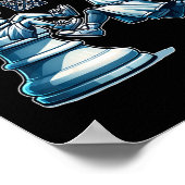 Elegant Chess Board King Sketll Game ポスター (角)