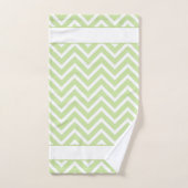Elegant Chevron Pattern & Monogram on Sage Green バスタオルセット (ハンドタオル)