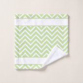 Elegant Chevron Pattern & Monogram on Sage Green バスタオルセット (ウォッシュタオル)