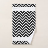 Elegant Chevron Pattern on Black White Monogrammed バスタオルセット (ハンドタオル)