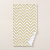 Elegant Chevron Pattern on Sand Beige and White バスタオルセット (ハンドタオル)