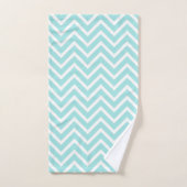 Elegant Chevron Pattern on Turquoise and White バスタオルセット (ハンドタオル)