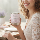 Elegant Chic and Pink Plaid Bridesmaid Name