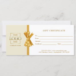Elegant Chic Beige Gold Business Gift Certificate