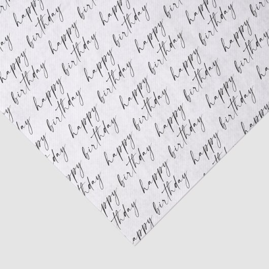 Elegant Chic Black and White Script Happy Birthday 薄葉紙 (詳細)