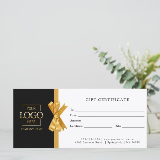 Elegant Chic Black Gold Business Gift Certificate (スタンド正面)