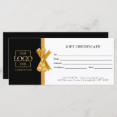 Elegant Chic Black Gold Business Gift Certificate (正面/裏面)