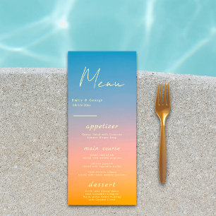 Elegant Chic Blue Orange Modern Simple Wedding メニュー