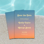 Elegant Chic Blue Orange Sky Sunset Wedding セーブザデート<br><div class="desc">This elegant wedding save the date invitation is perfect for a modern wedding. The romantic minimalist design features an Elegant Chic Blue Orange Calligraphy Wedding Save the Date Invitation</div>