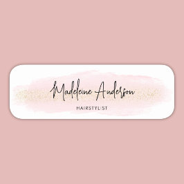 Elegant Chic Blush Pink Gold Glitter Hair stylist 名札