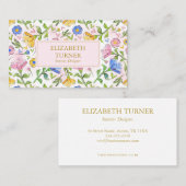 Elegant Chic Blush Pink Yellow Blue Floral Pattern 名刺 (正面/裏面)