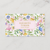 Elegant Chic Blush Pink Yellow Blue Floral Pattern 名刺 (正面)